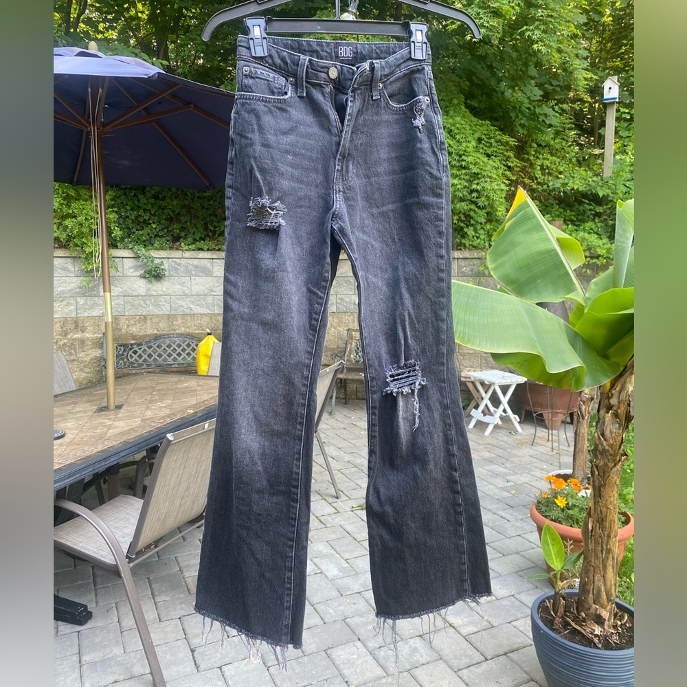 BDG Stretch High Rise Flare Ripped Jeans